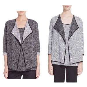 St. John Heart Jacquard Reversible Cardigan